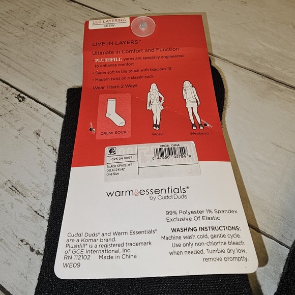 Cuddl Duds Socks Women 4-10 Black Gray Crew Warm Essentials Plushfill Super Soft - Picture 5 of 7